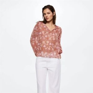 Mango Floral Long Sleeve Blouse